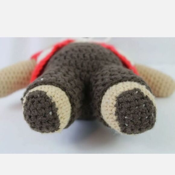 Handmade Knitted Brown Teddy Bear With Removeable Clothes 15". - Picture 6 of 6